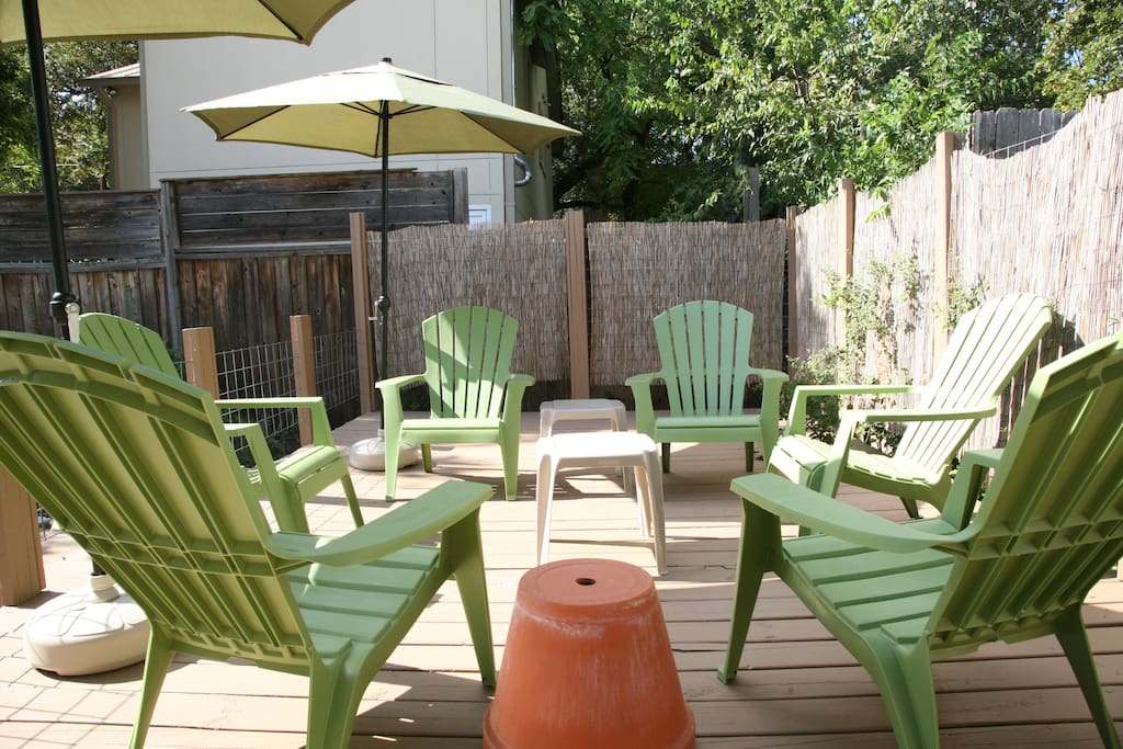 The back deck is getting a facelift this winter. So, there's no furniture right now.