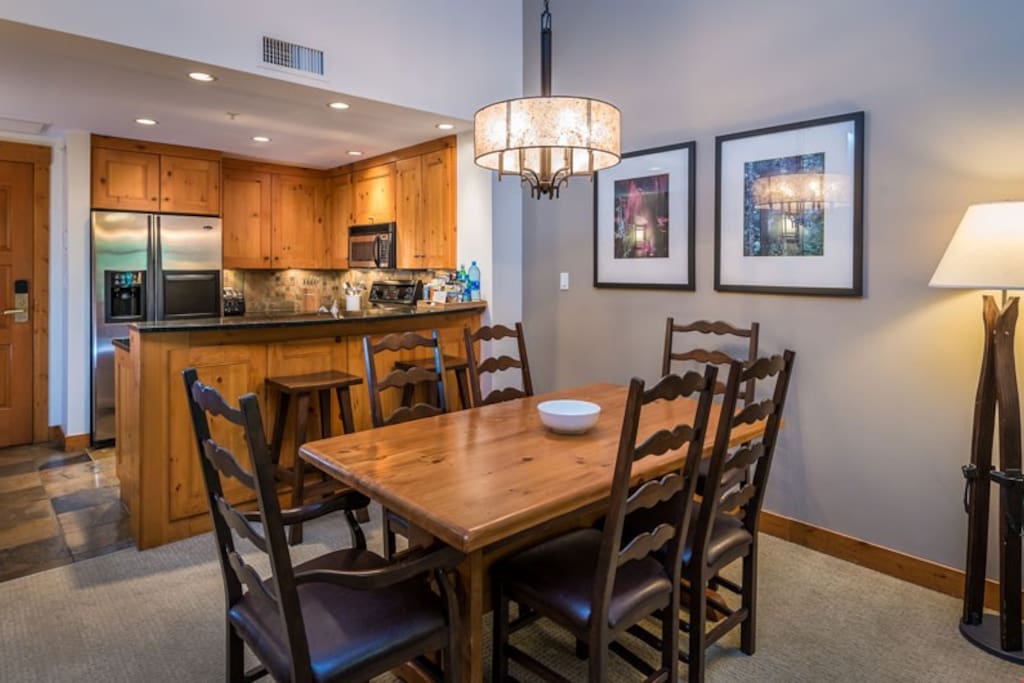 Entertain family and friends at the large dining table.