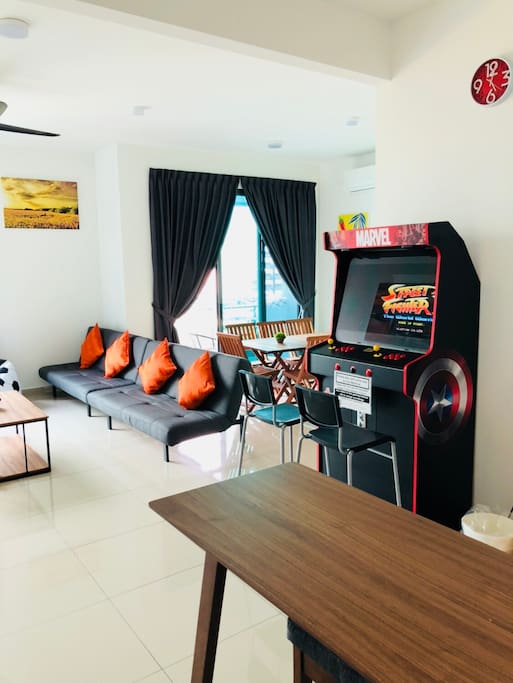 Living hall with gaming machine