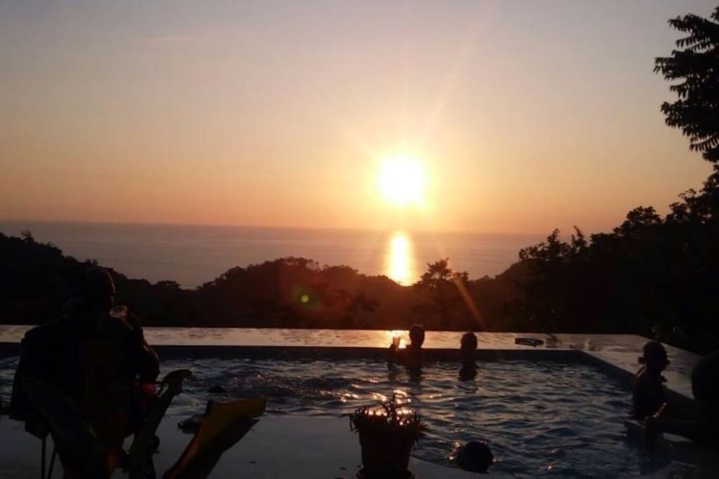 Enjoy sunset in the pool