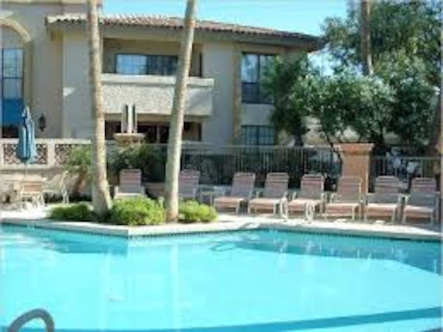 one of 3 heated pools with spas open 24-7 also bb q grills and bathrooms and showers.
