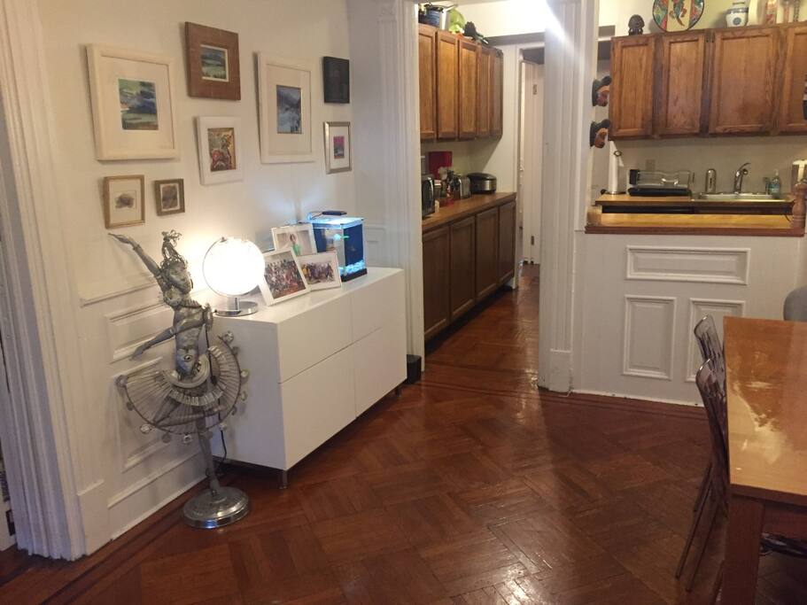 View from living room to kitchen