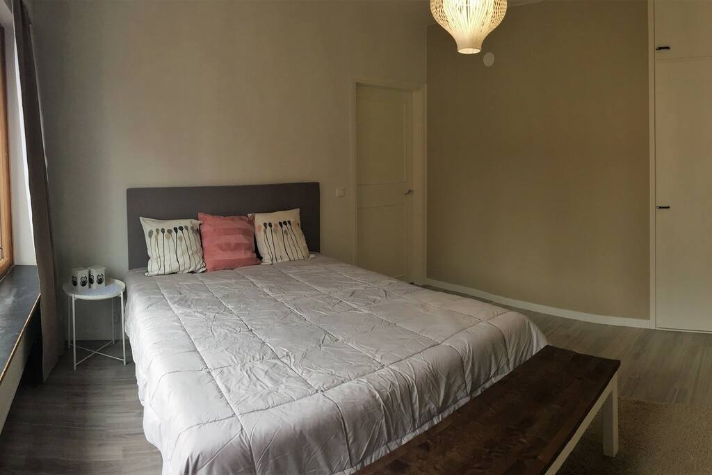 Double bed in the bedroom. There is also space for a travel cot to be set next to the bed.