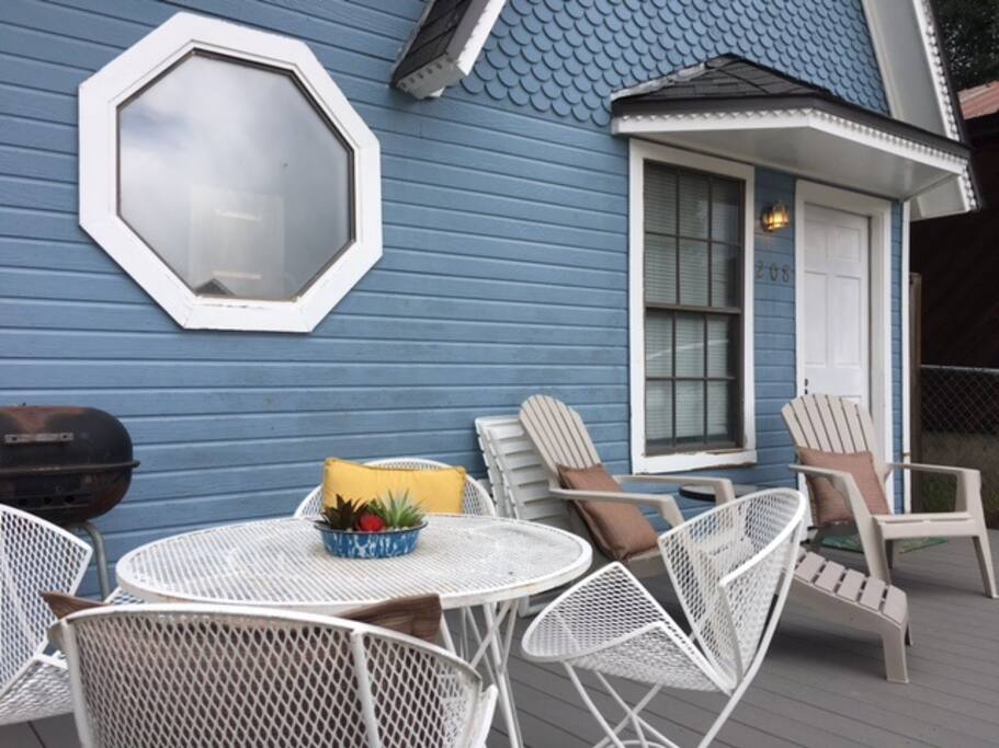 This is a party porch with beautiful views of Colorado's highest mountains.