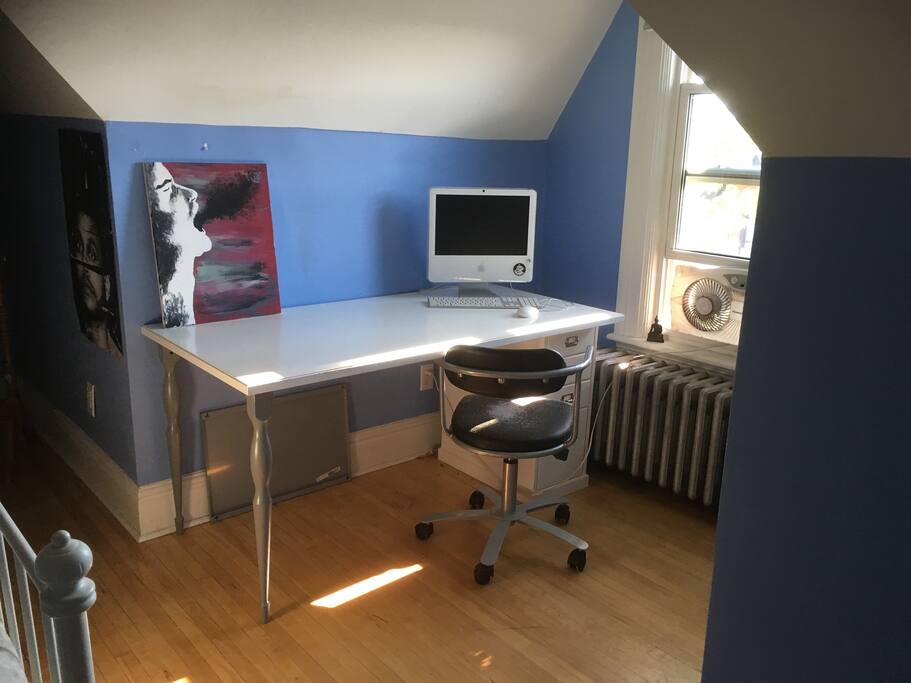 This room is at the front of the house under the roof and is both bright and cosy