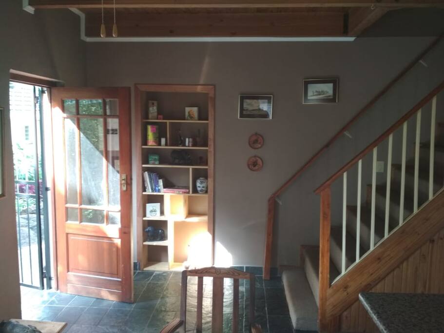 Stairs going up tp the room and bathroom.