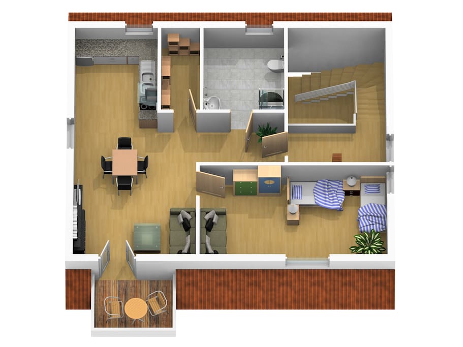 Grundriss Studio-Wohnung/ plan top floor vacation rental