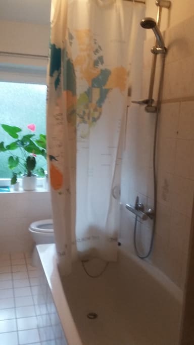 The bathroom - with bath and shower