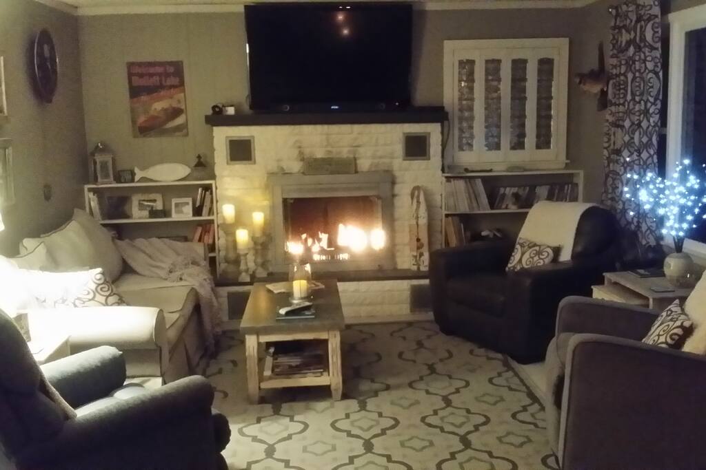 Cozy up to a roaring fire