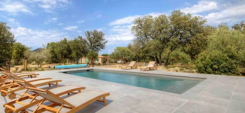 Absolute calm in Balagne, 6 km from the sea, heated pool