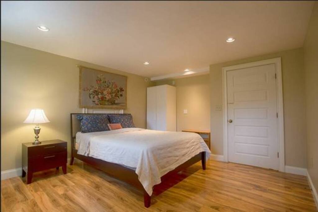 bedroom with queen bed internet included