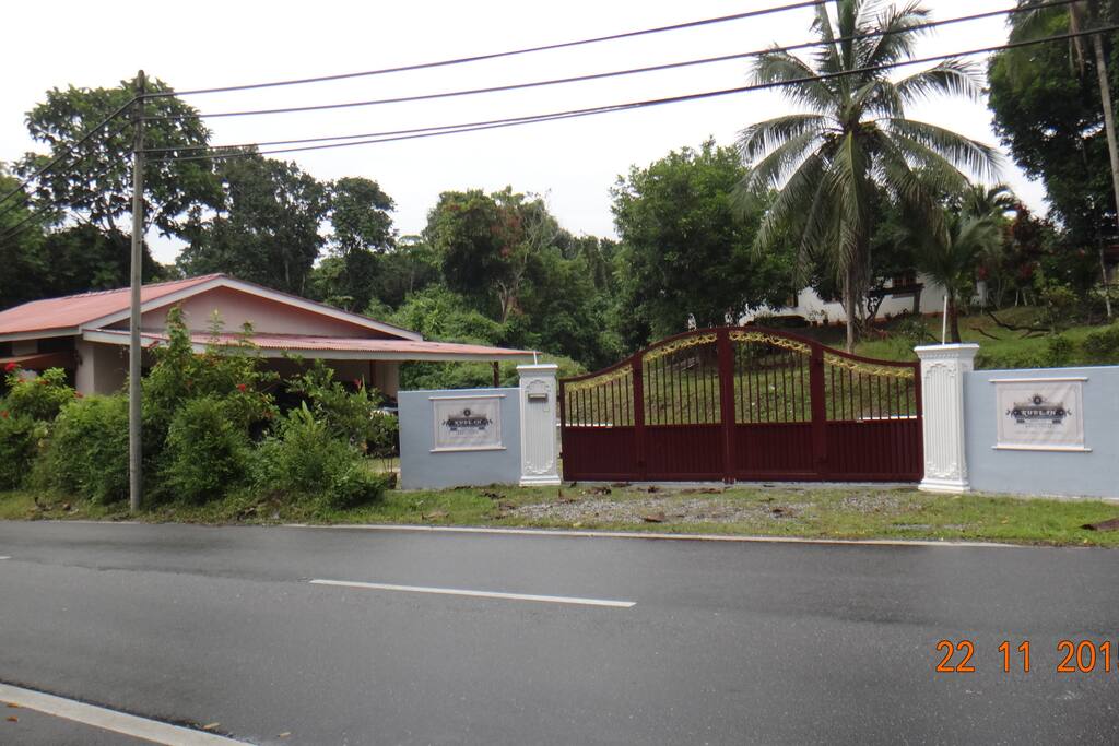 The front view of the house