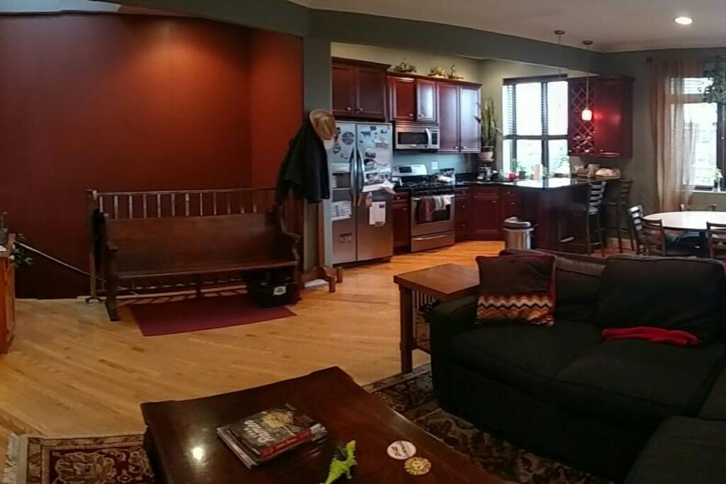 Large open living/dining/kitchen