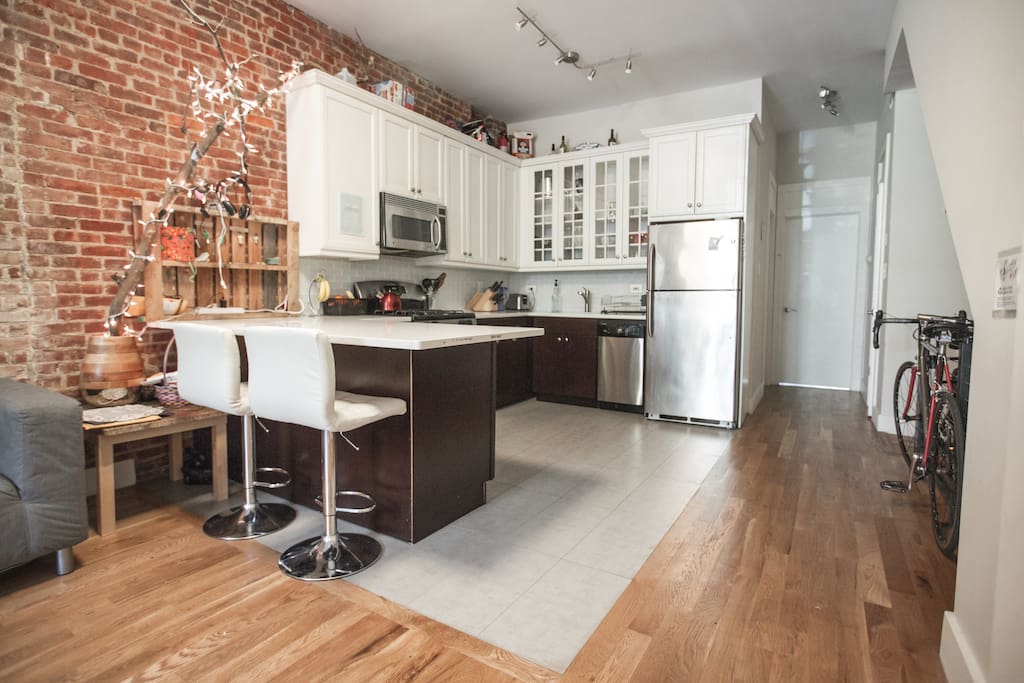 One of our 2 newly remodeled kitchen fully equipped with high-end appliances