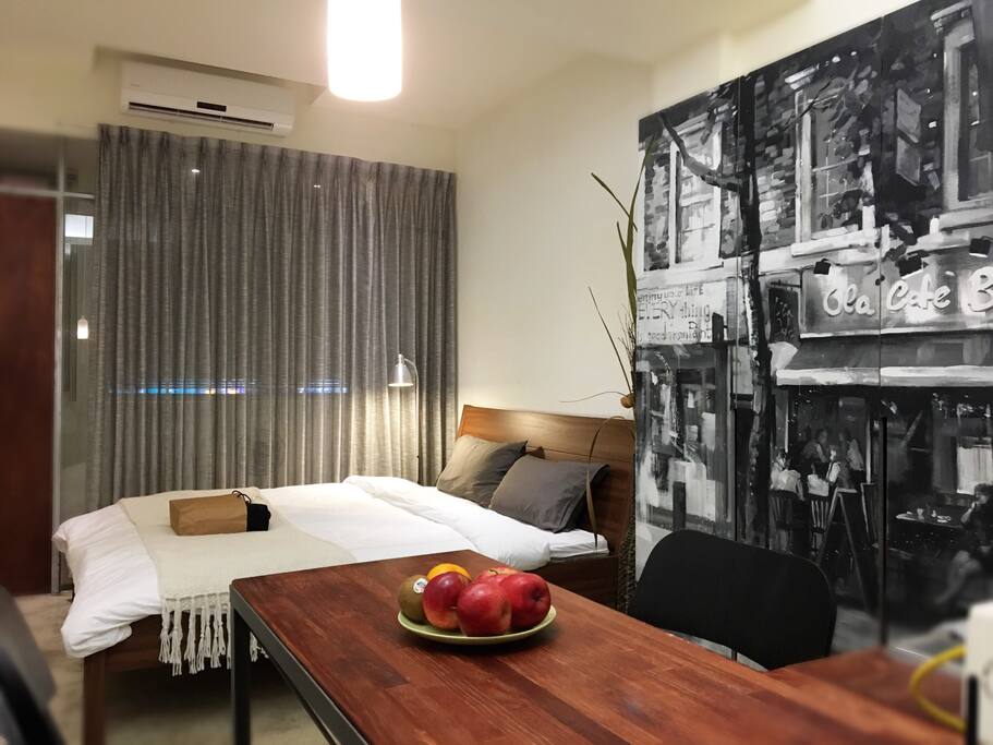 Huge King size bed and work table