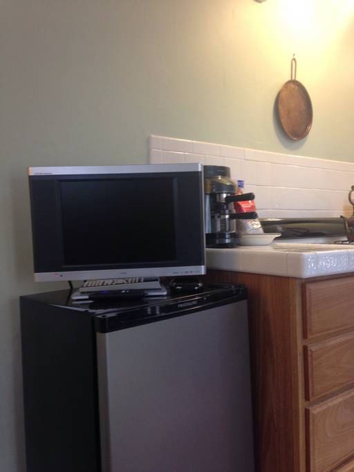 Small tv in the living room with DVD player