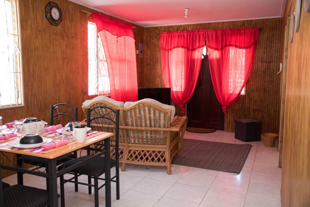 Living and dining areas