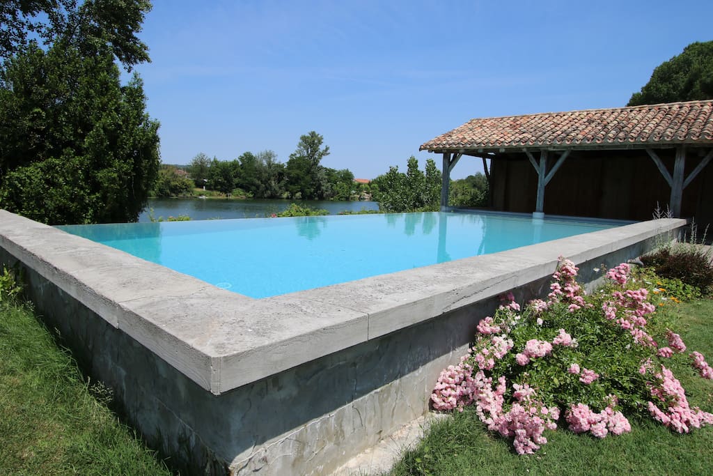 Large infinity swimming pool; fed by clear, fresh, spring water. (seasonal opening only)