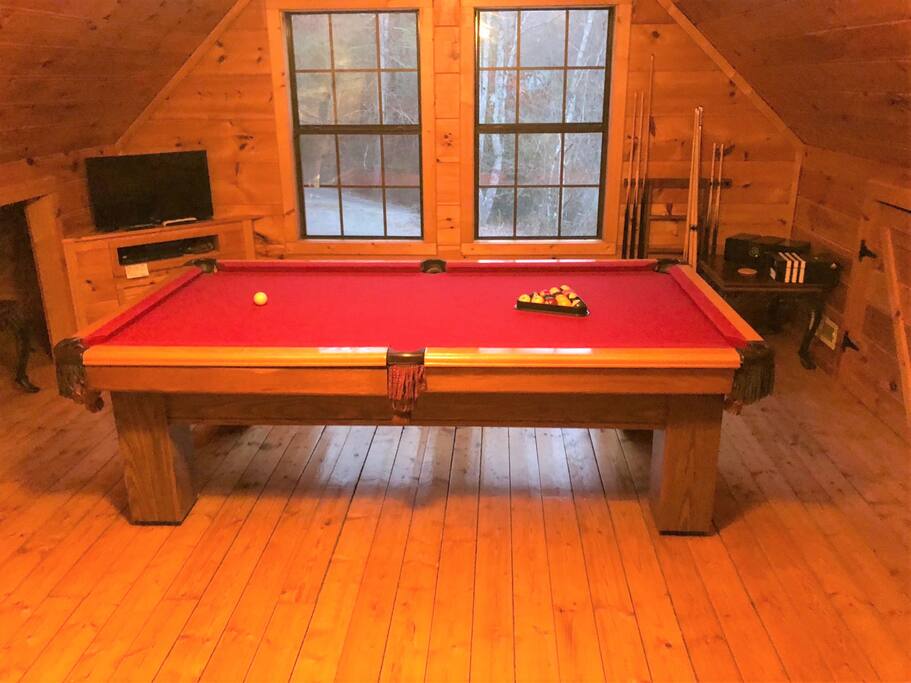 Newly refinished pool table with new felt and new leather pockets