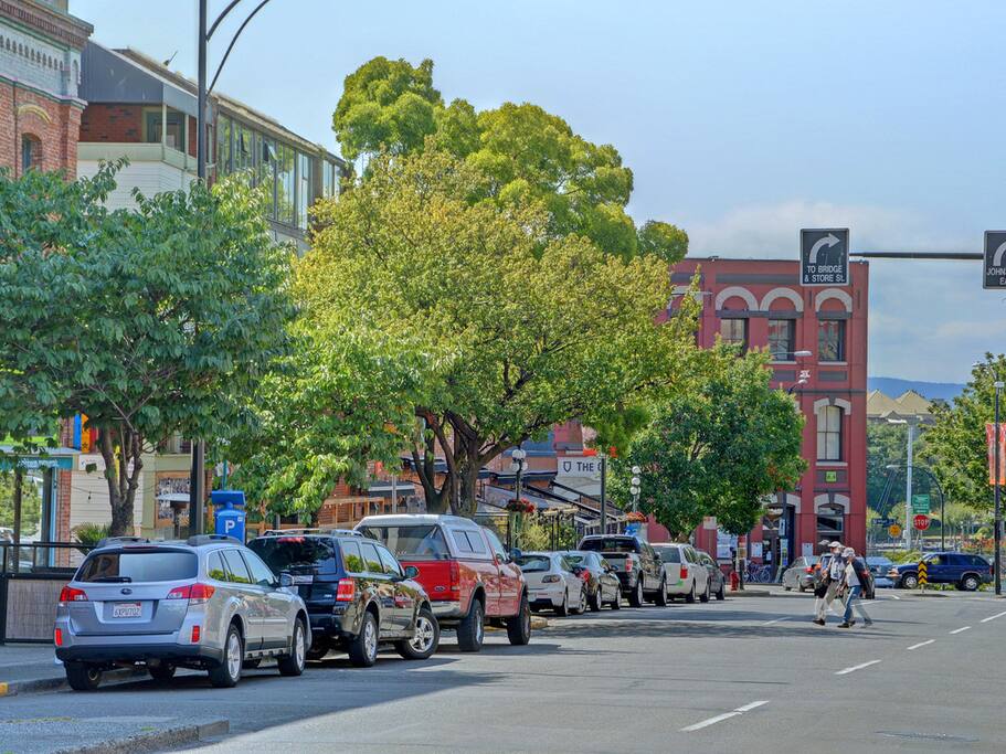 View down the street towards the harbour.