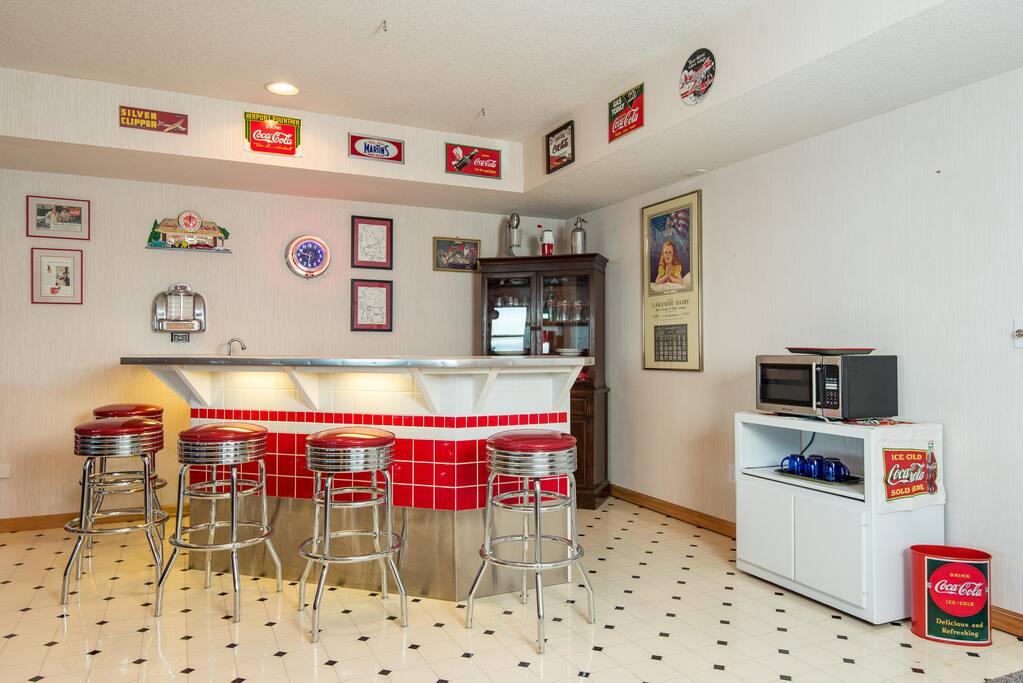 Kitchenette includes microwave, sink, fridge, coffee pot and toaster.