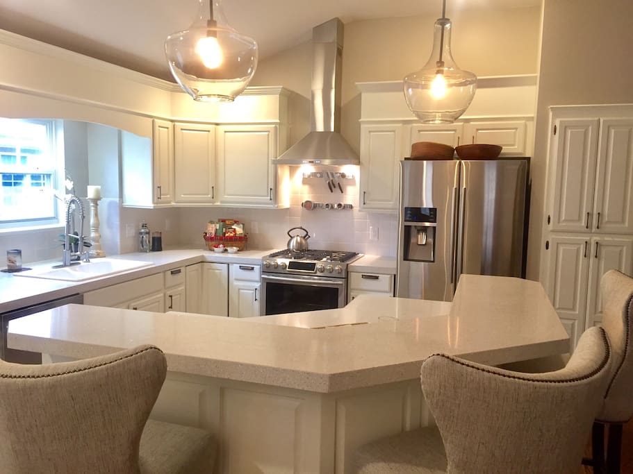 Newly remodeled kitchen with gas stove and all new dishes, appliances, cooking tools