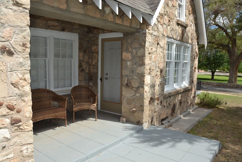 Patio on side of house