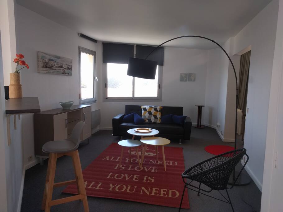 salon et chambre à droite