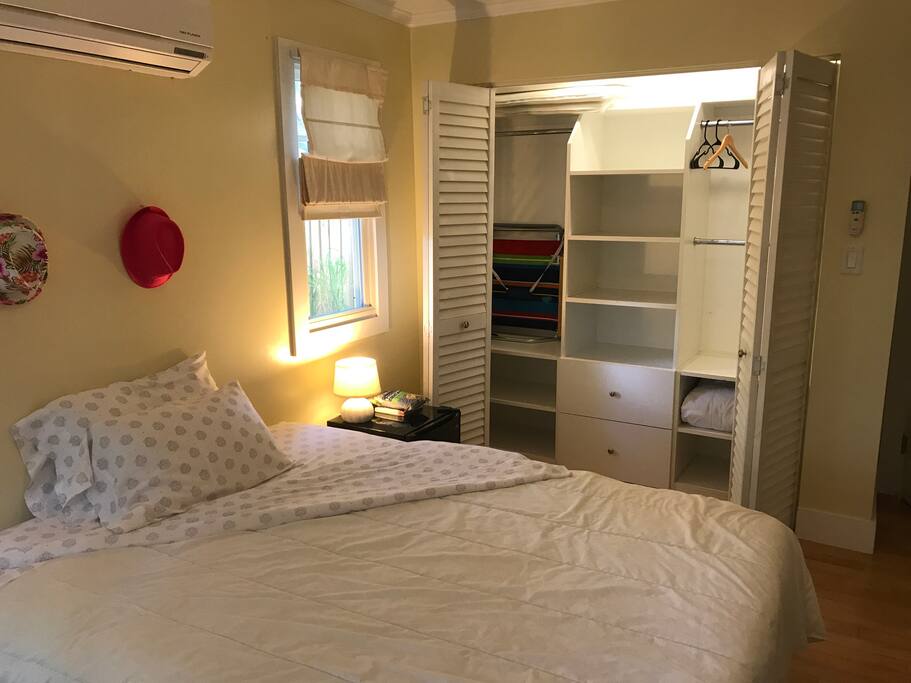 Full closet. There is a beach chair and a little sunshade for the guest’s use.