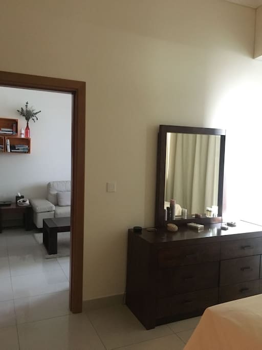 Dresser with mirror in the bedroom