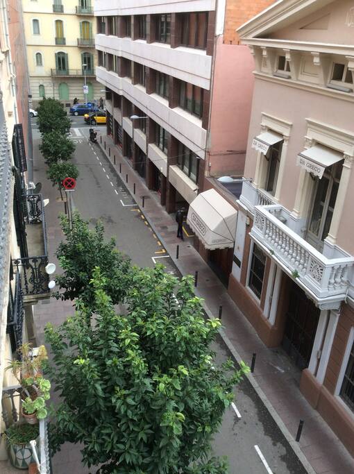 La vista de la calle Santa Teresa desde el balcon de tu habitación