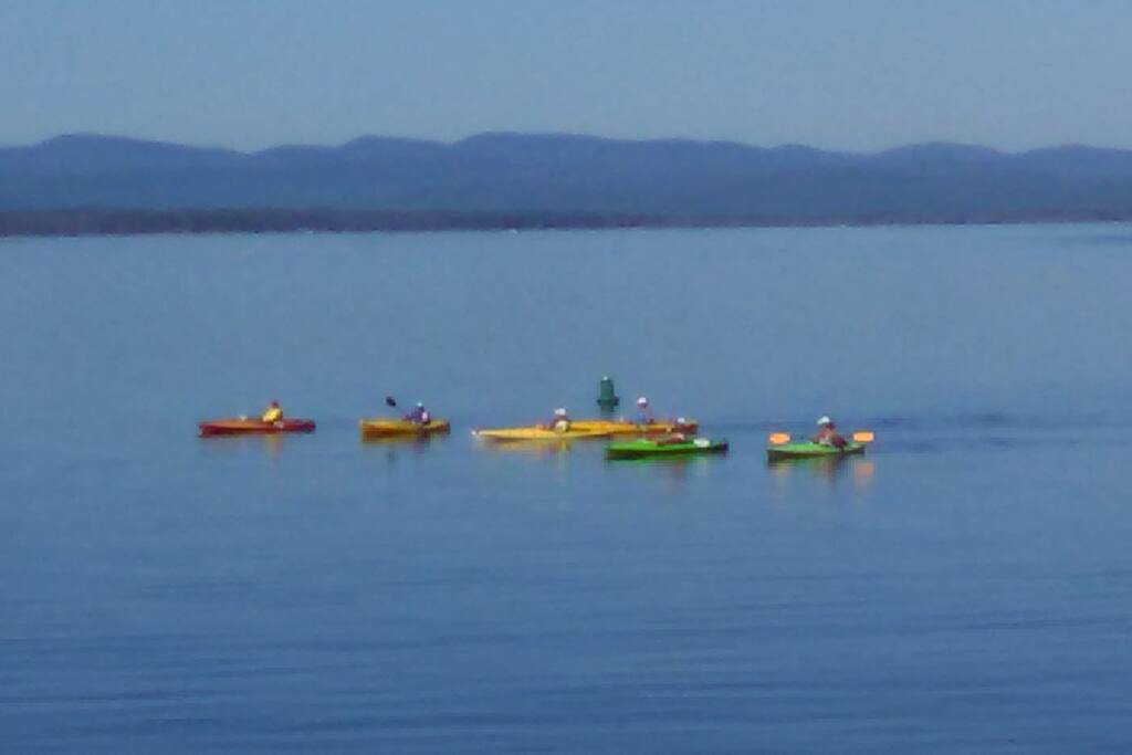 Kayaking on a calm morning.