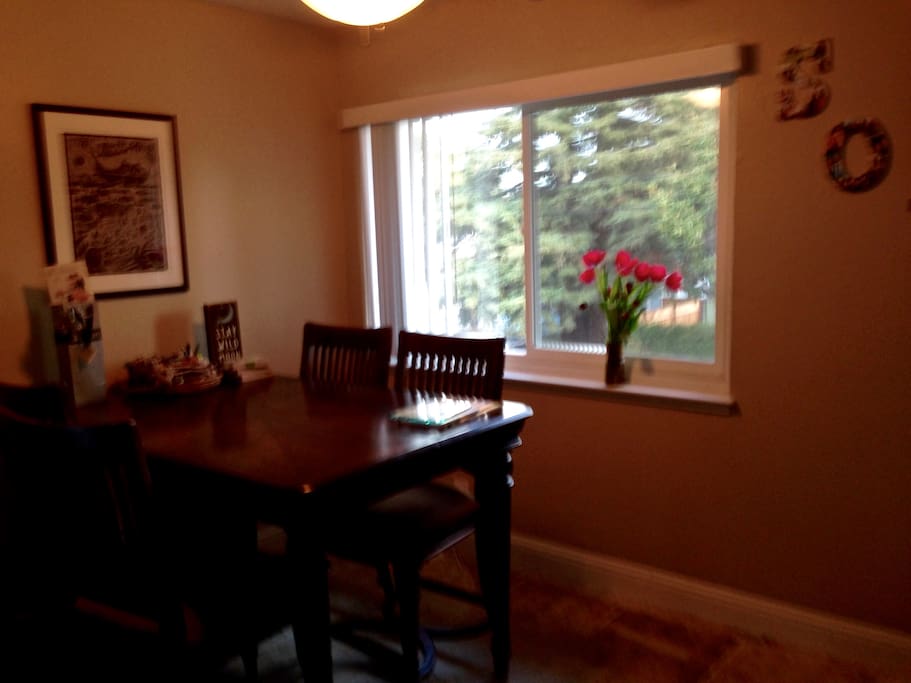 Dining room table with leaf in center for extended space