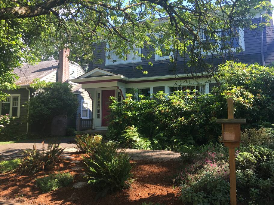 Our Airbnb is located on a tree-lined street dating back to the 1920s, in a neighborhood with a high walkability score