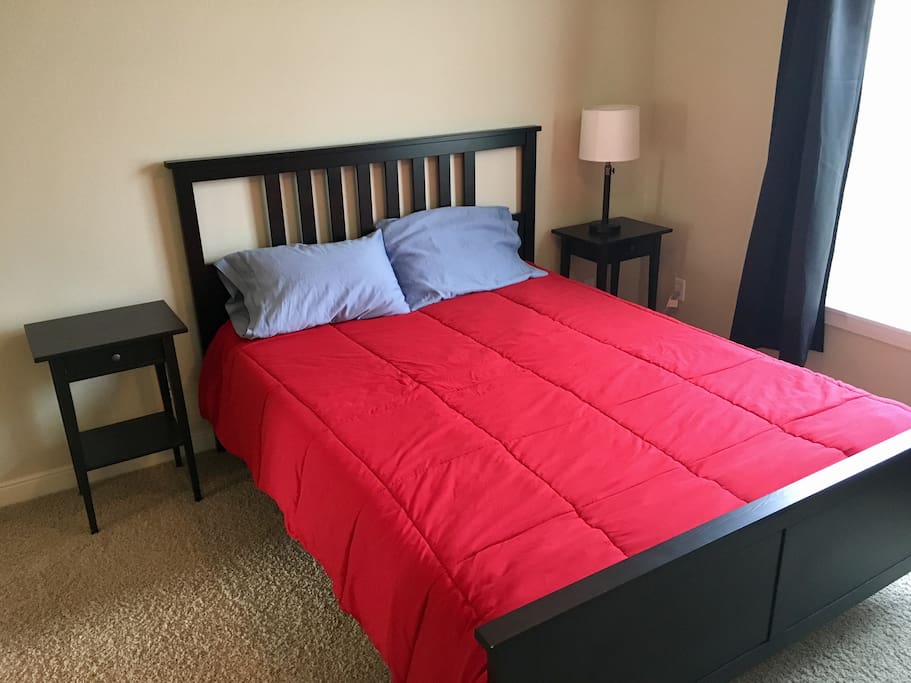 Master bedroom with Tuft & Needle queen-sized bed.
