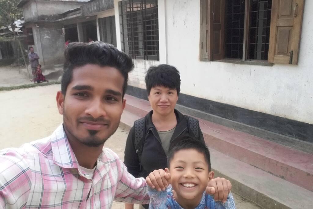 Thaiwan family visit my village house.