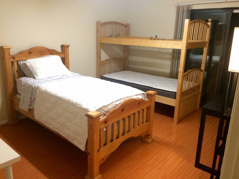This photo needs to be updated. The bunk bed has mattresses with sheets and pillows.