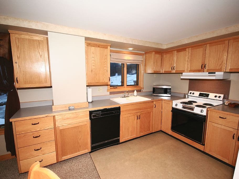 Kitchen with window views to Mountain Village and ski base areas
