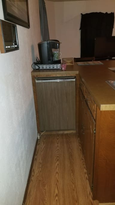 Mini fridge in room for your convenience.