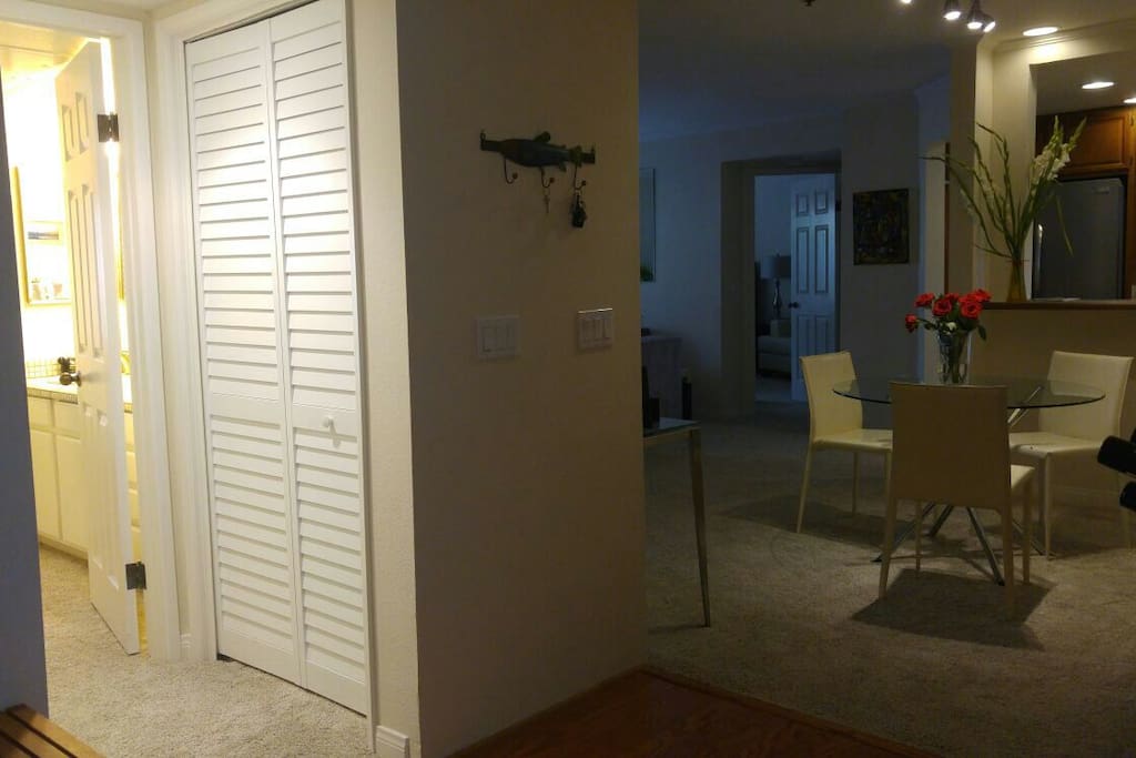 View into our home from the entry. Your private suite entry on the left.