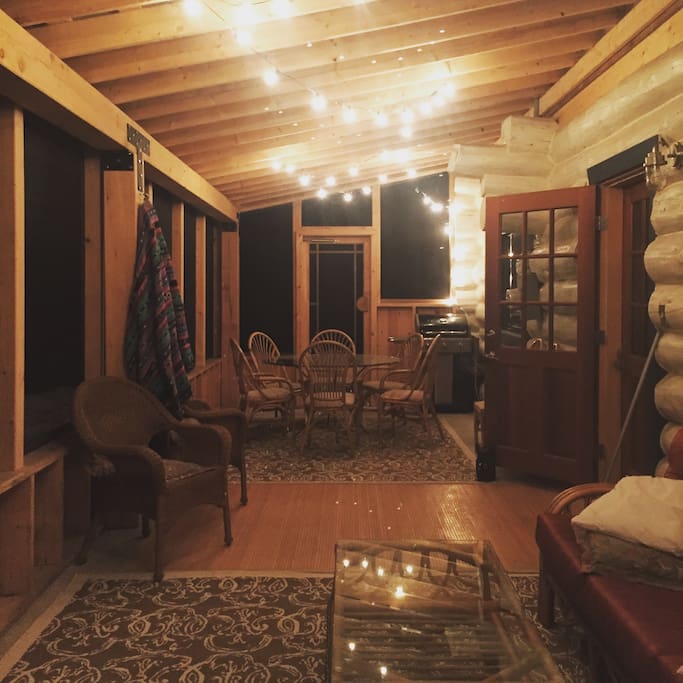 Screened in porch at night- we live outside in the summer!