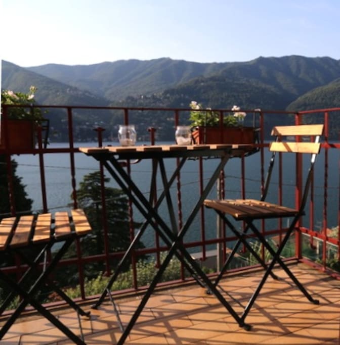 private terrace with superb lake view