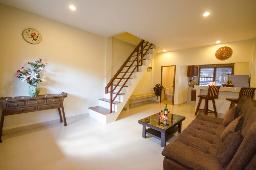 living room with double sofa bed