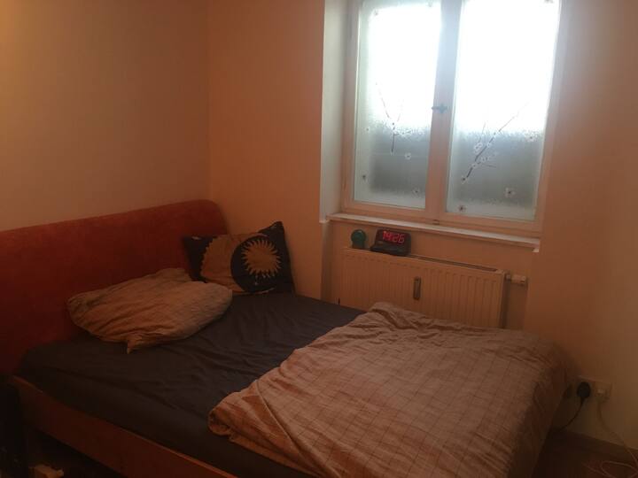 Double bed in the bedroom