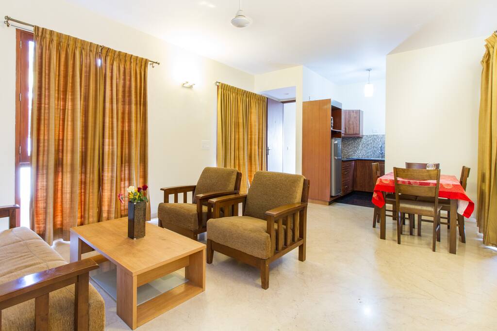 Living room in two bedroomed apartment on middle floor