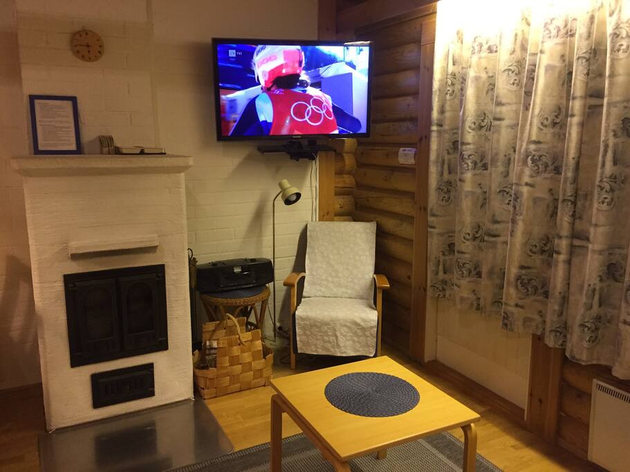 Living room with huge TV