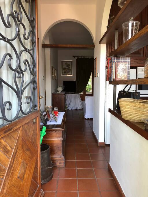 Entrance and kitchen on the right