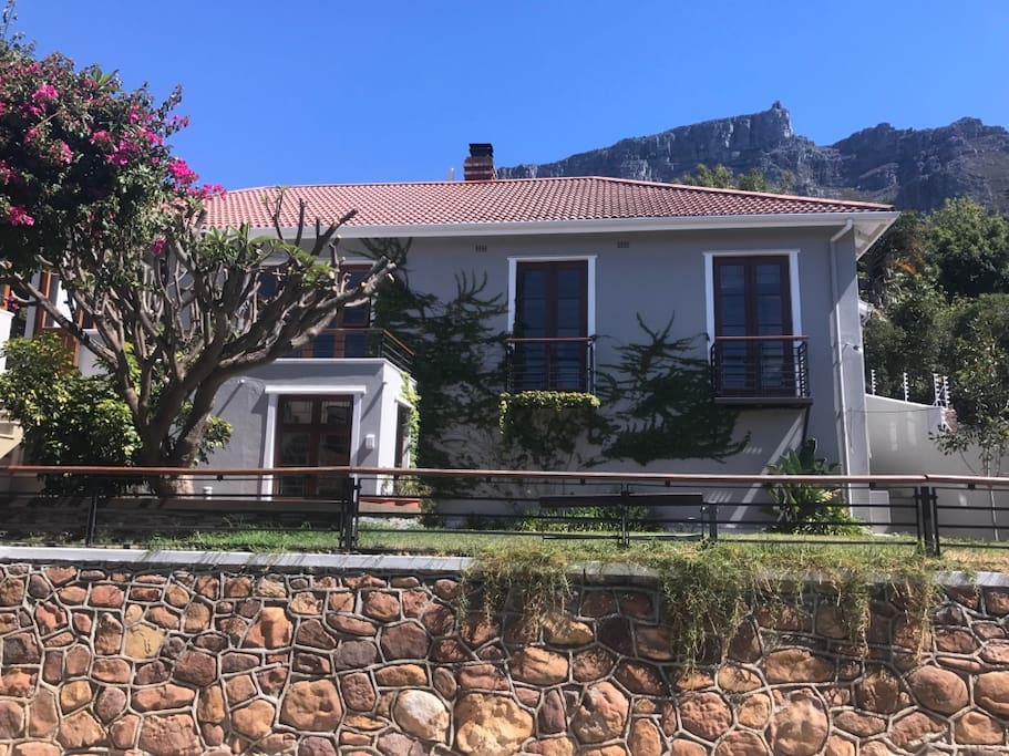View of the house and Table Mountain from the pool.
