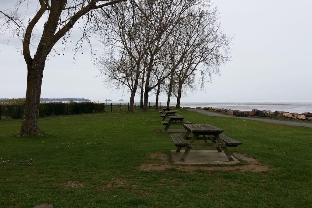 aire de détente et pique nique face à la baie
