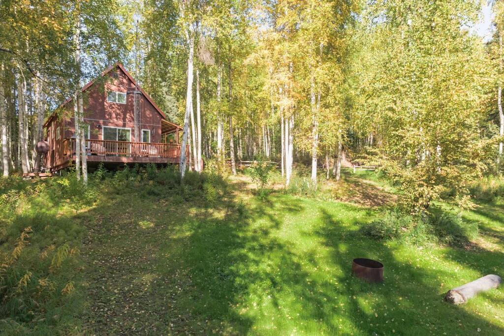 Cottage from the meadow where moose and other critters play.